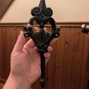 Large Black Decorative Wall Hook~8”x3” Inch~Heavy Duty Cast Iron~
